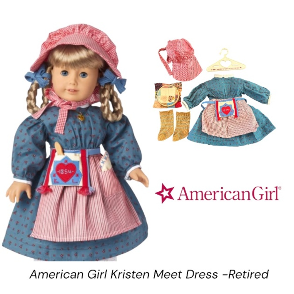 American Girl Doll Kristen Larson Meet  Dress & Accessories -Retired-HTF